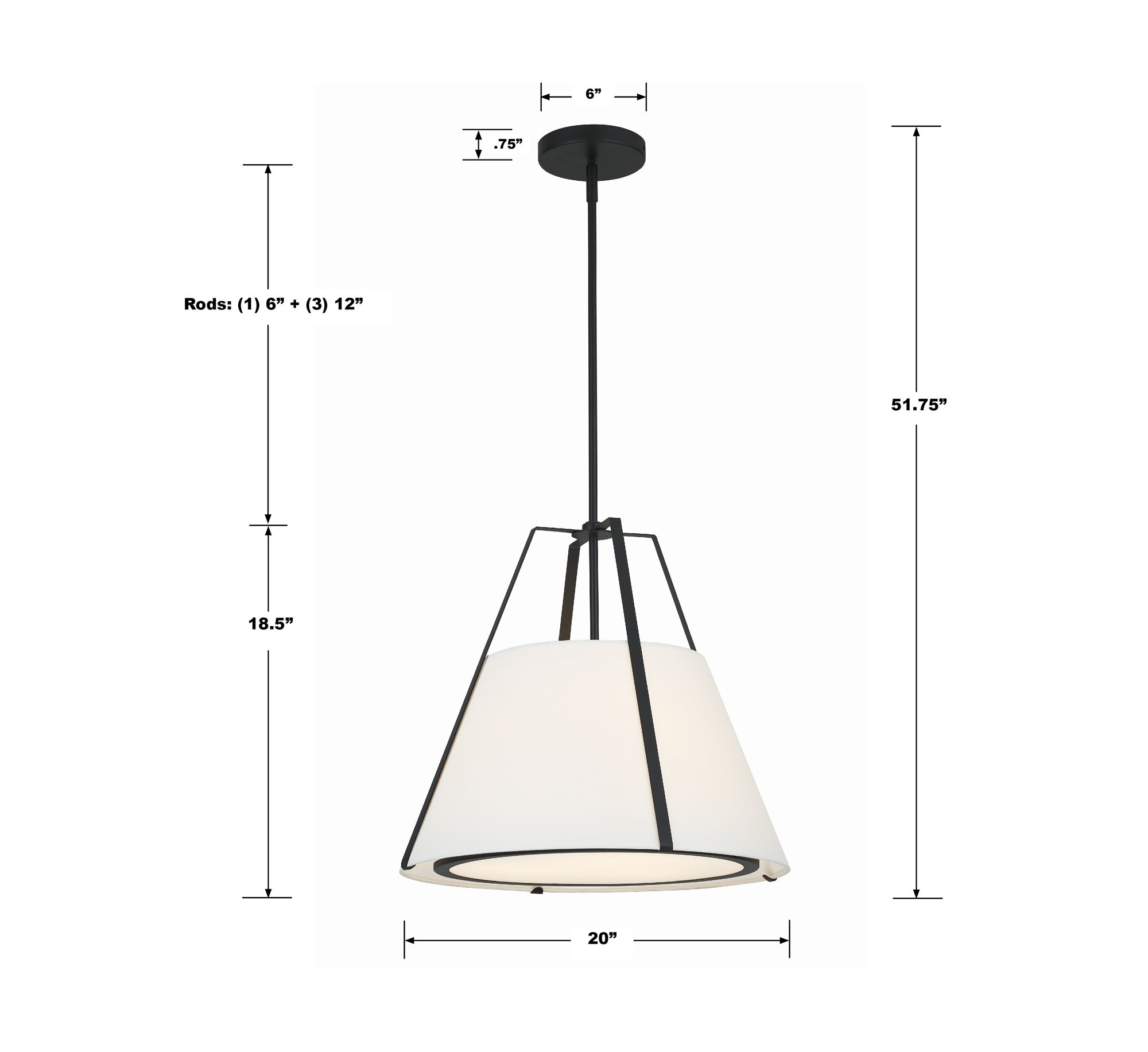 Crystorama Fulton 20" Wide Black Metal Pendant Light