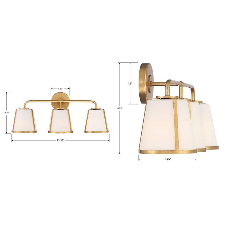 Image 5 Crystorama Fulton 23 1/4" Wide Antique Gold 3-Light Bath Light more views