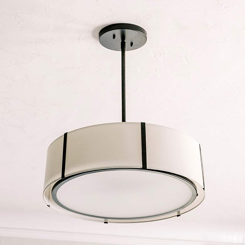 Image 2 Crystorama Fulton 24" Wide Black Drum Pendant Light