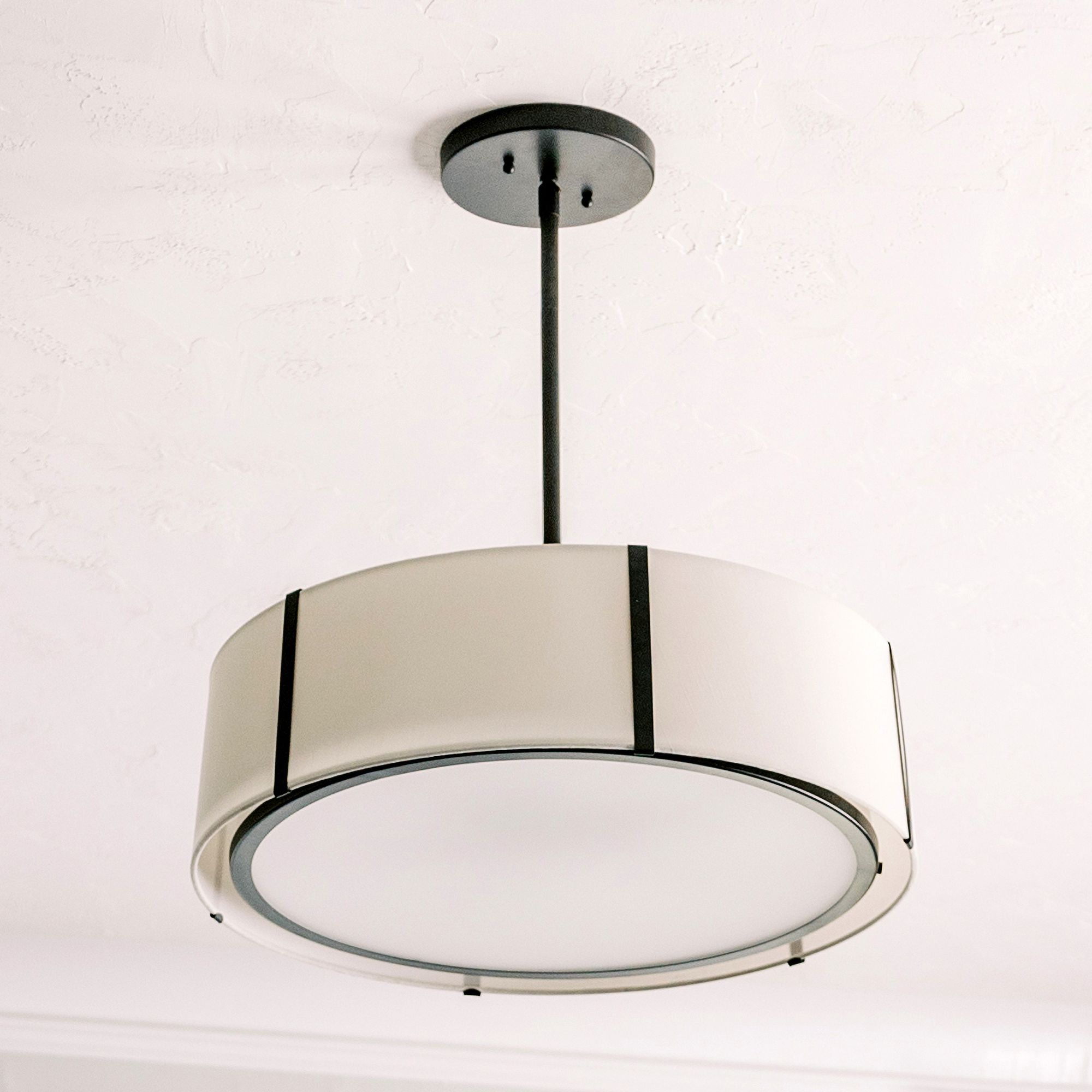 Crystorama Fulton 24" Wide Black Drum Pendant Light in scene