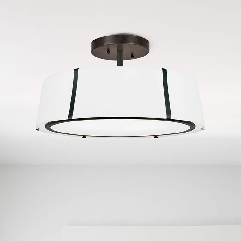 Image 1 Crystorama Fulton 24" Wide Matte Black Drum Ceiling Light