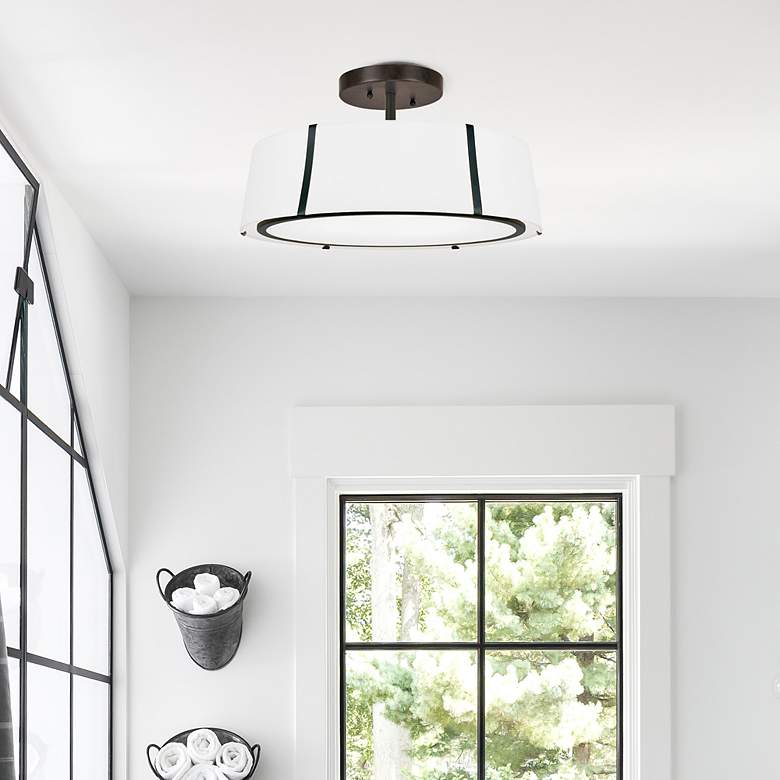 Image 4 Crystorama Fulton 24" Wide Matte Black Drum Ceiling Light more views