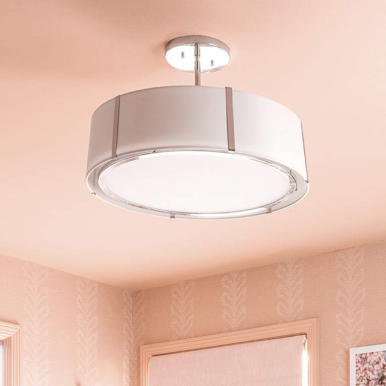 Image 1 Crystorama Fulton 24"W Polished Nickel Drum Pendant Light