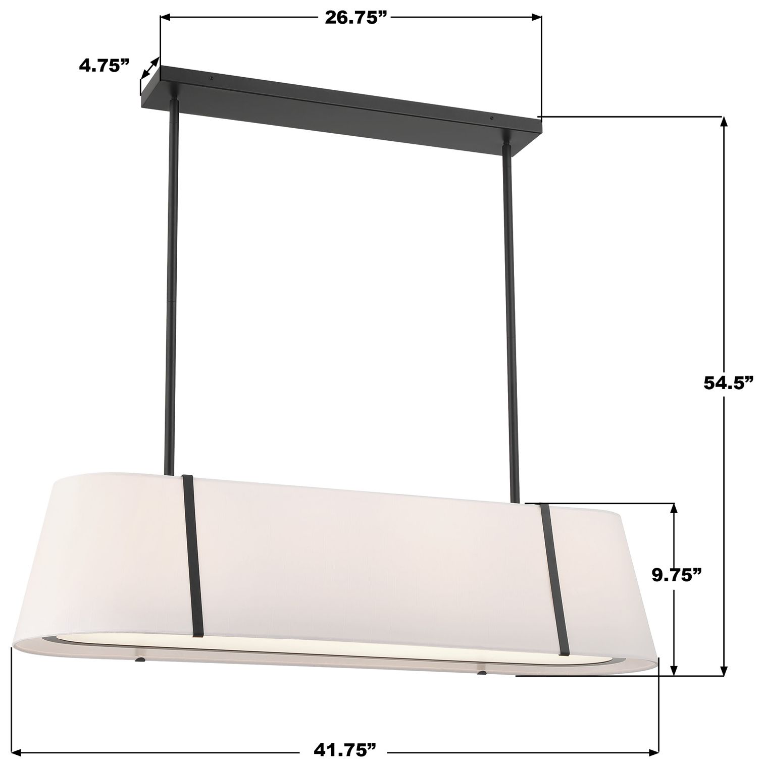 Image 7 Crystorama Fulton 41.75'' Black Linear Oval Chandelier more views