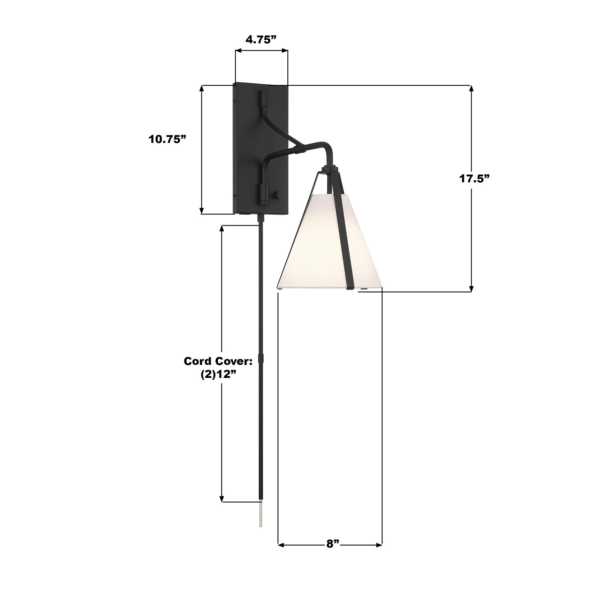 Crystorama Fulton 8'' Black Task Sconce