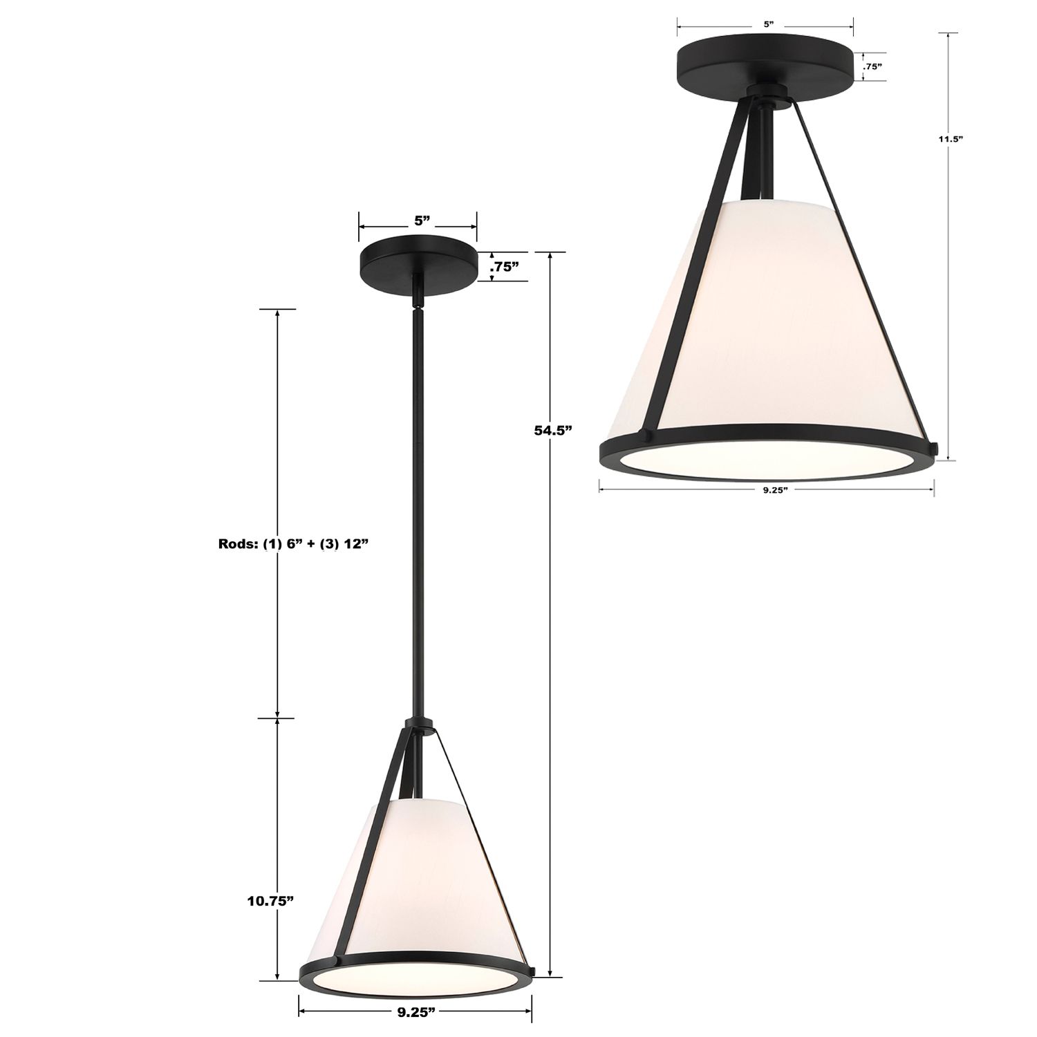 Crystorama Fulton 9 1/4" Wide Black Mini Pendant