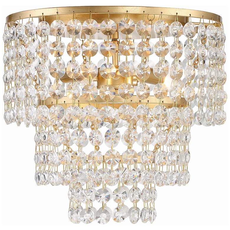 Image 2 Crystorama Gabrielle 14" Wide Antique Gold Crystal Ceiling Light