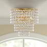 Crystorama Gabrielle 14" Wide Antique Gold Crystal Ceiling Light
