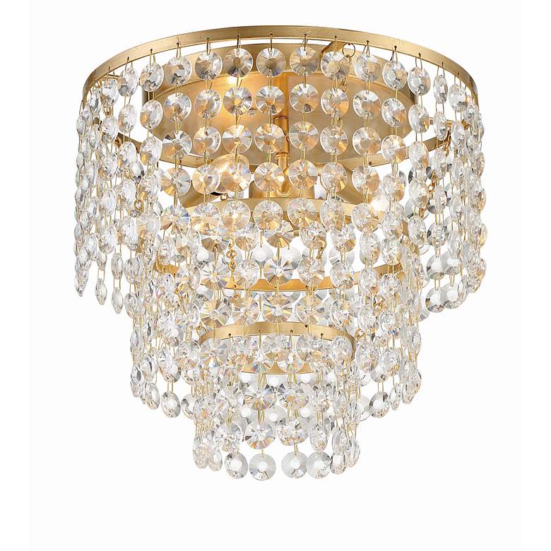 Image 3 Crystorama Gabrielle 14" Wide Antique Gold Crystal Ceiling Light more views