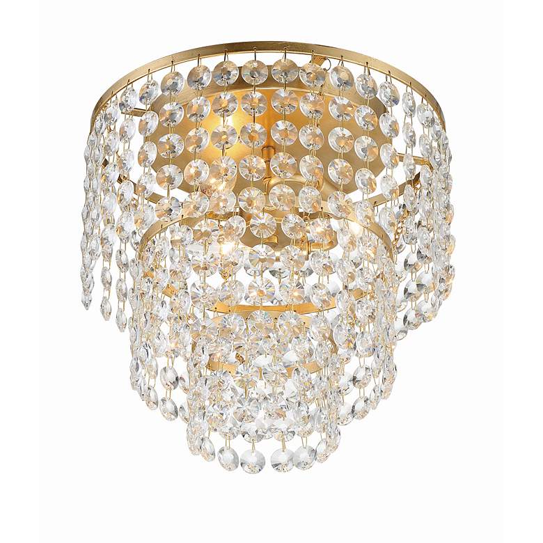 Image 4 Crystorama Gabrielle 14" Wide Antique Gold Crystal Ceiling Light more views