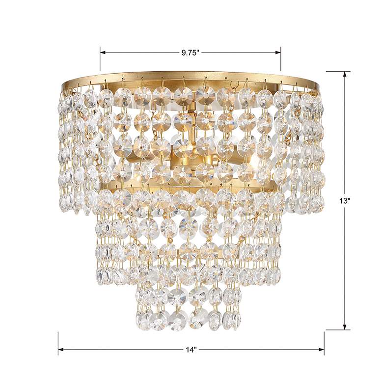 Image 6 Crystorama Gabrielle 14" Wide Antique Gold Crystal Ceiling Light more views
