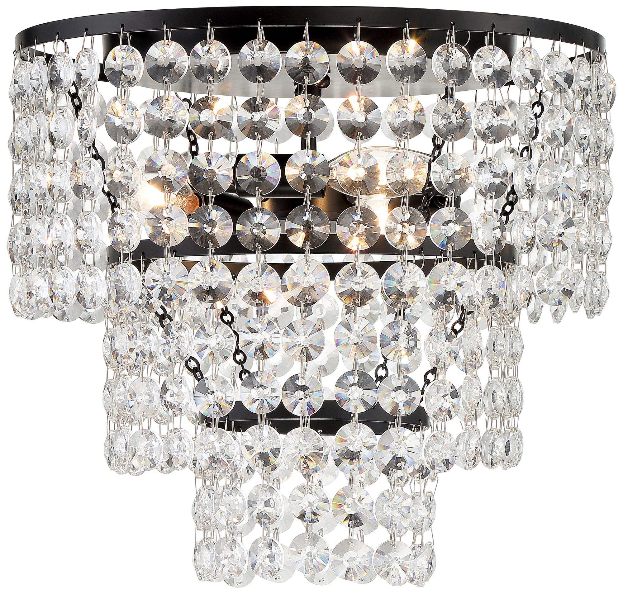 Crystorama Gabrielle 14" Wide Matte Black Crystal Ceiling Light