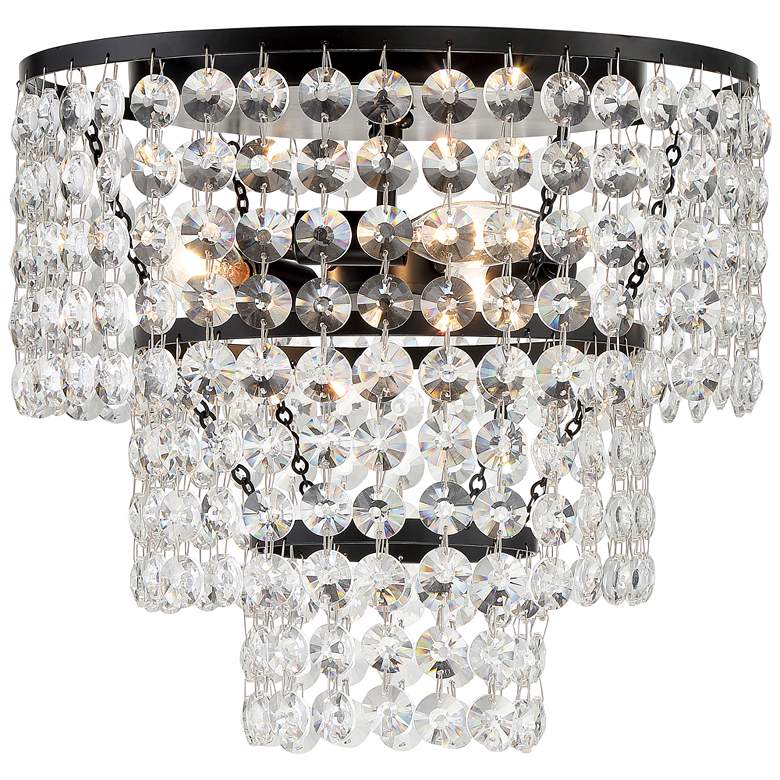 Image 2 Crystorama Gabrielle 14" Wide Matte Black Crystal Ceiling Light
