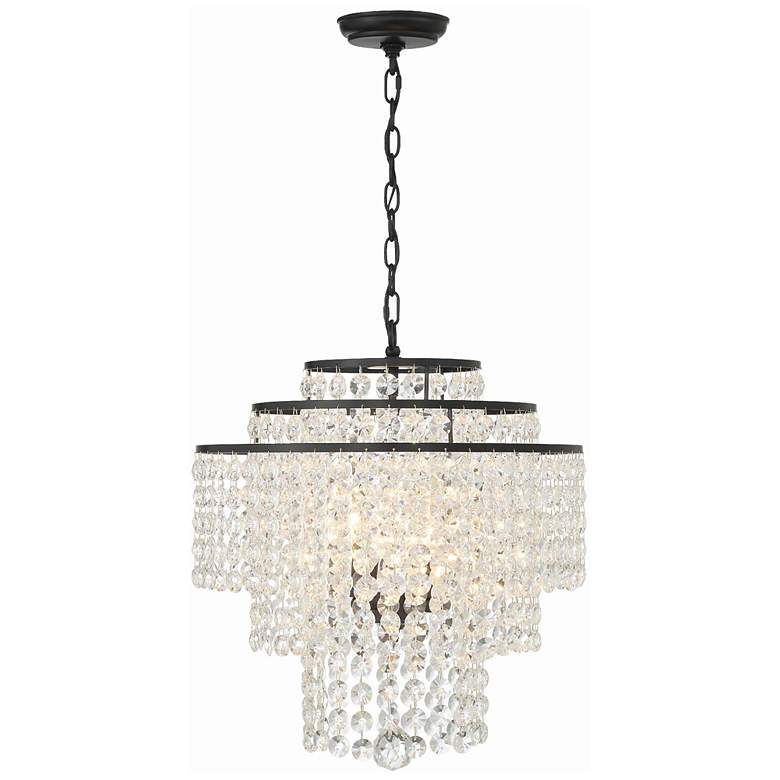 Image 3 Crystorama Gabrielle 18" Wide Matte Black Crystal Chandelier