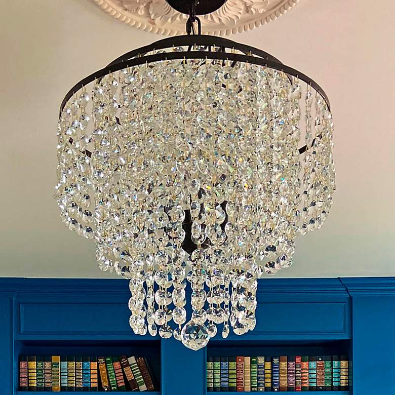 Image 2 Crystorama Gabrielle 18" Wide Matte Black Crystal Chandelier