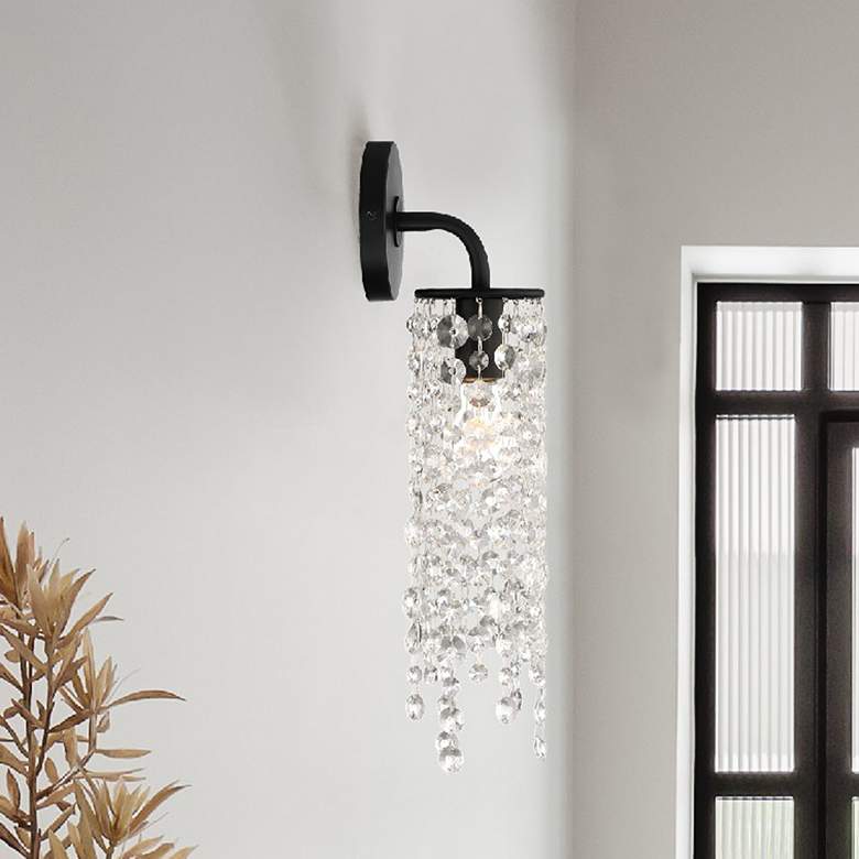 Image 1 Crystorama Gabrielle 19" High Matte Black Wall Sconce