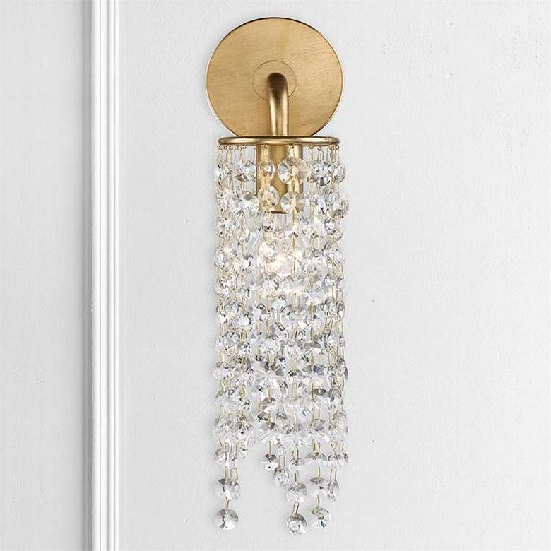 Image 1 Crystorama Gabrielle 19"H Antique Gold Crystal Wall Sconce