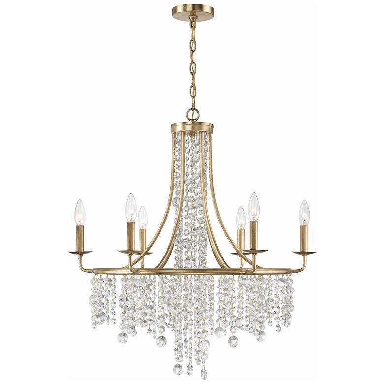 Image 2 Crystorama Gabrielle 28"W Antique Gold 6-Light Chandelier