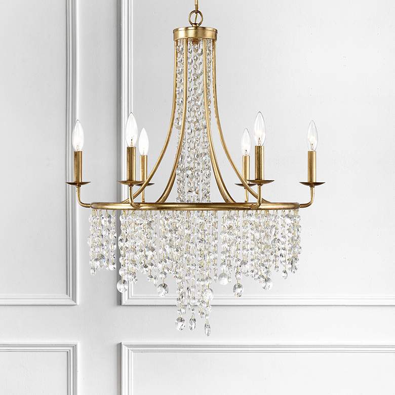 Image 1 Crystorama Gabrielle 28"W Antique Gold 6-Light Chandelier