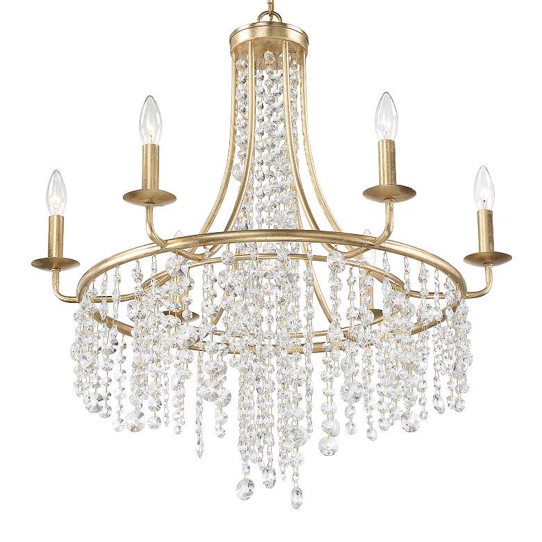 Image 4 Crystorama Gabrielle 28"W Antique Gold 6-Light Chandelier more views
