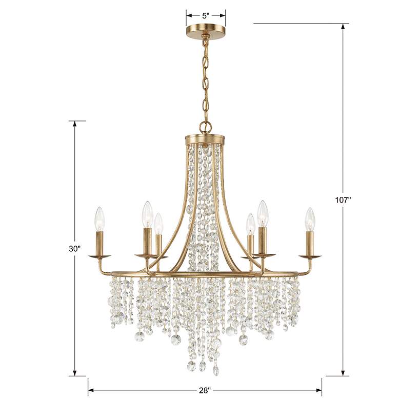 Image 6 Crystorama Gabrielle 28"W Antique Gold 6-Light Chandelier more views