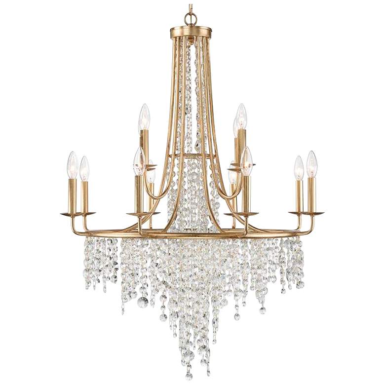Image 2 Crystorama Gabrielle 30 inch Wide 12-Light Antique Gold Crystal Chandelier
