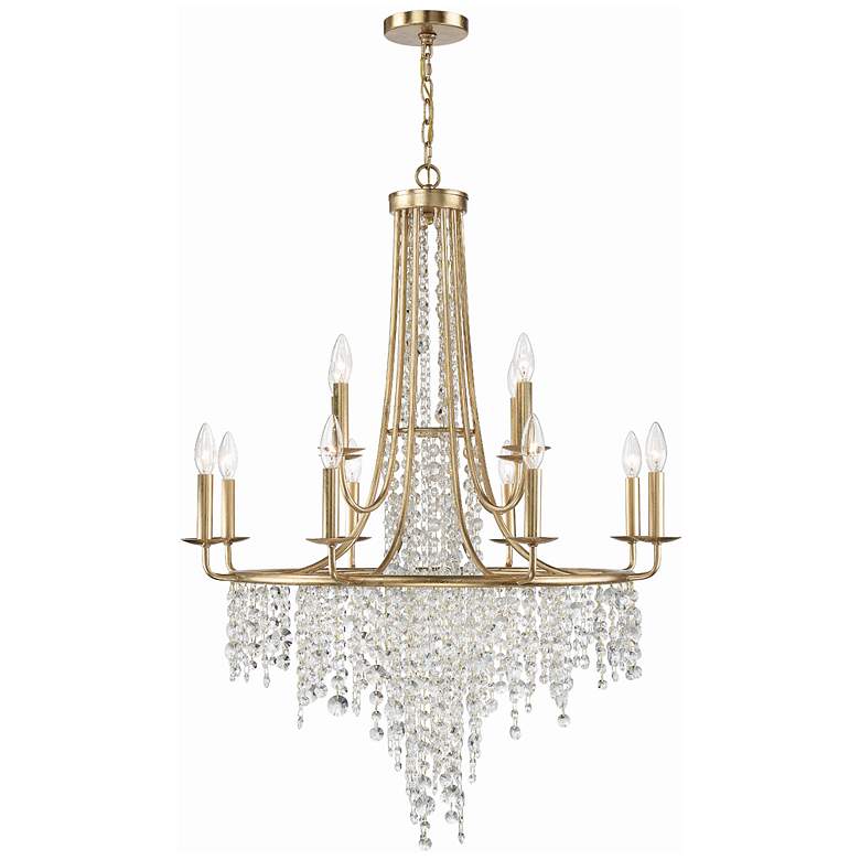 Image 2 Crystorama Gabrielle 30" Wide 12-Light Antique Gold Crystal Chandelier