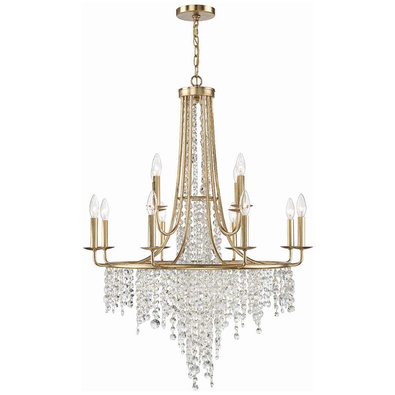 Image 2 Crystorama Gabrielle 30 inch Wide 12-Light Antique Gold Crystal Chandelier