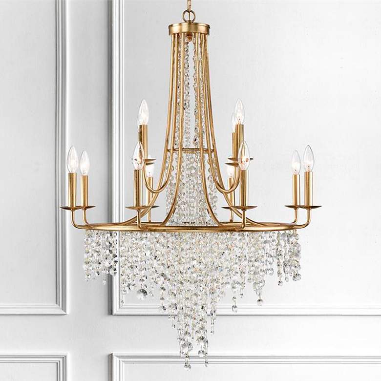 Image 1 Crystorama Gabrielle 30 inch Wide 12-Light Antique Gold Crystal Chandelier