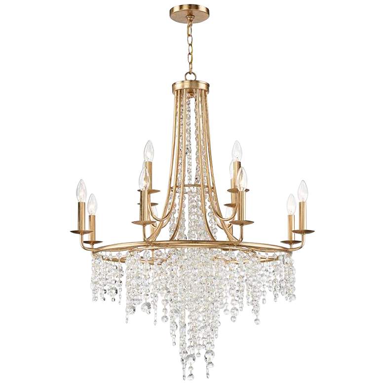 Image 3 Crystorama Gabrielle 30 inch Wide 12-Light Antique Gold Crystal Chandelier more views