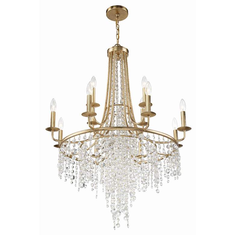 Image 3 Crystorama Gabrielle 30 inch Wide 12-Light Antique Gold Crystal Chandelier more views