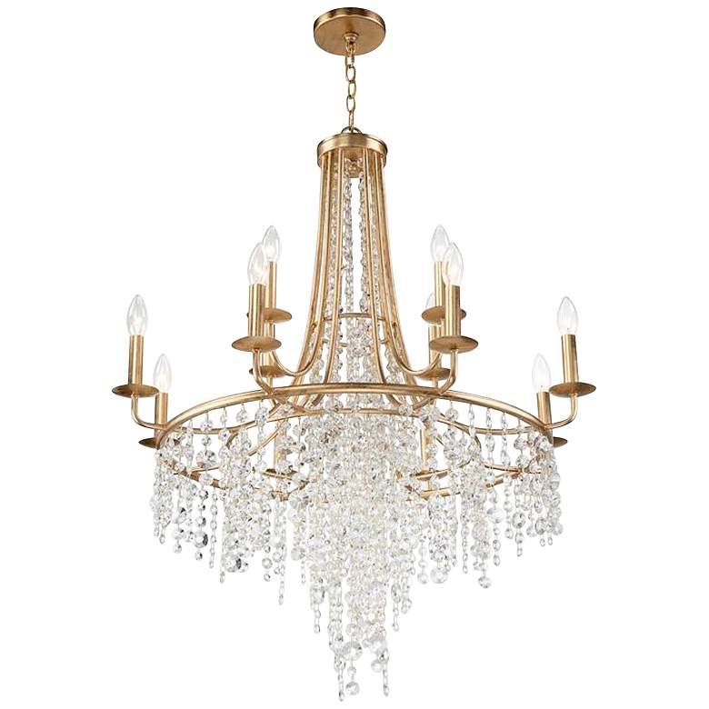 Image 4 Crystorama Gabrielle 30 inch Wide 12-Light Antique Gold Crystal Chandelier more views