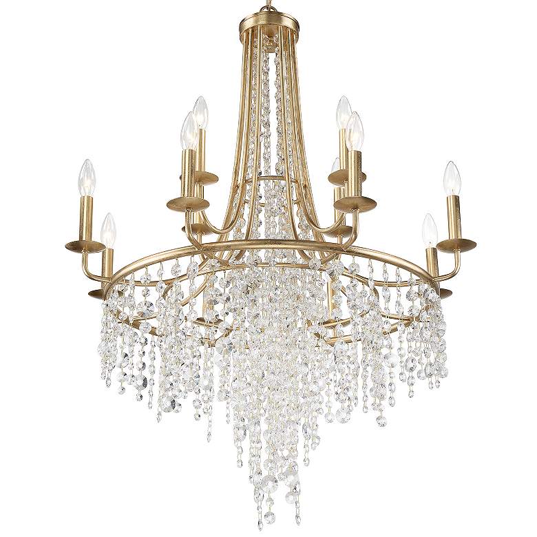 Image 4 Crystorama Gabrielle 30 inch Wide 12-Light Antique Gold Crystal Chandelier more views