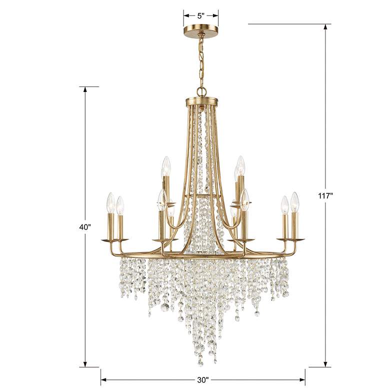 Image 6 Crystorama Gabrielle 30 inch Wide 12-Light Antique Gold Crystal Chandelier more views