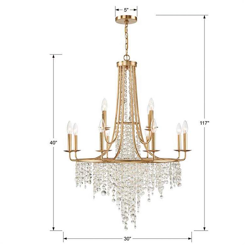Image 7 Crystorama Gabrielle 30 inch Wide 12-Light Antique Gold Crystal Chandelier more views