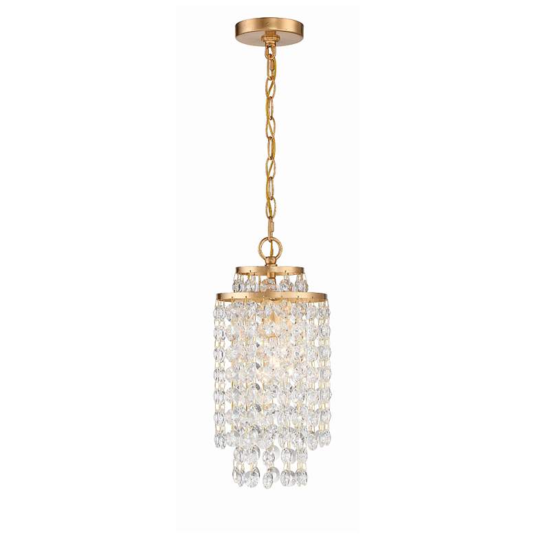 Image 1 Crystorama Gabrielle 7"W Antique Gold Crystal Mini Pendant