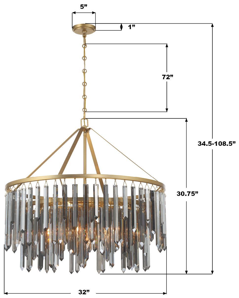 Image 7 Crystorama Gemma 32in.  Modern Gold Chan more views