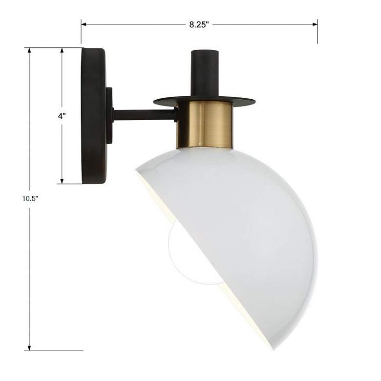 Image 6 Crystorama Gigi 10 1/2" High Matte Black and Aged Brass Wall Sconce more views