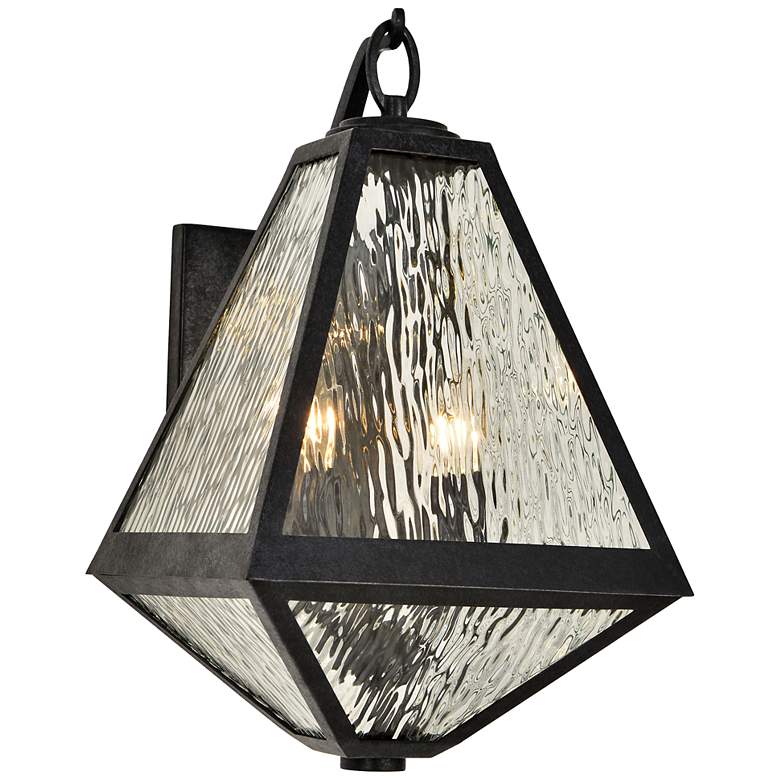 Image 1 Crystorama Glacier 16 3/4"H Black 2-Light Outdoor Wall Light