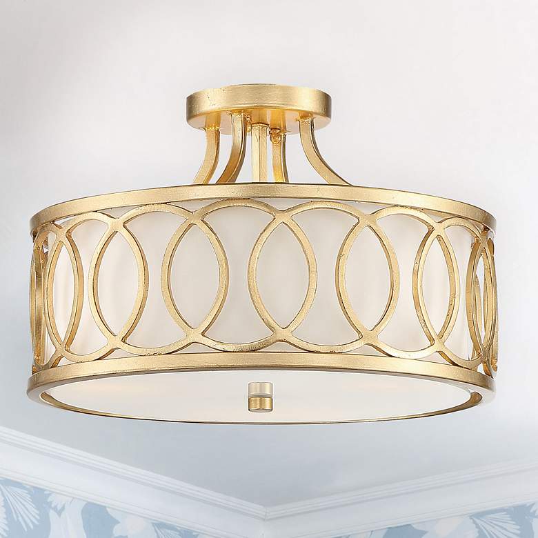 Image 1 Crystorama Graham 15" Wide Antique Gold Ceiling Light