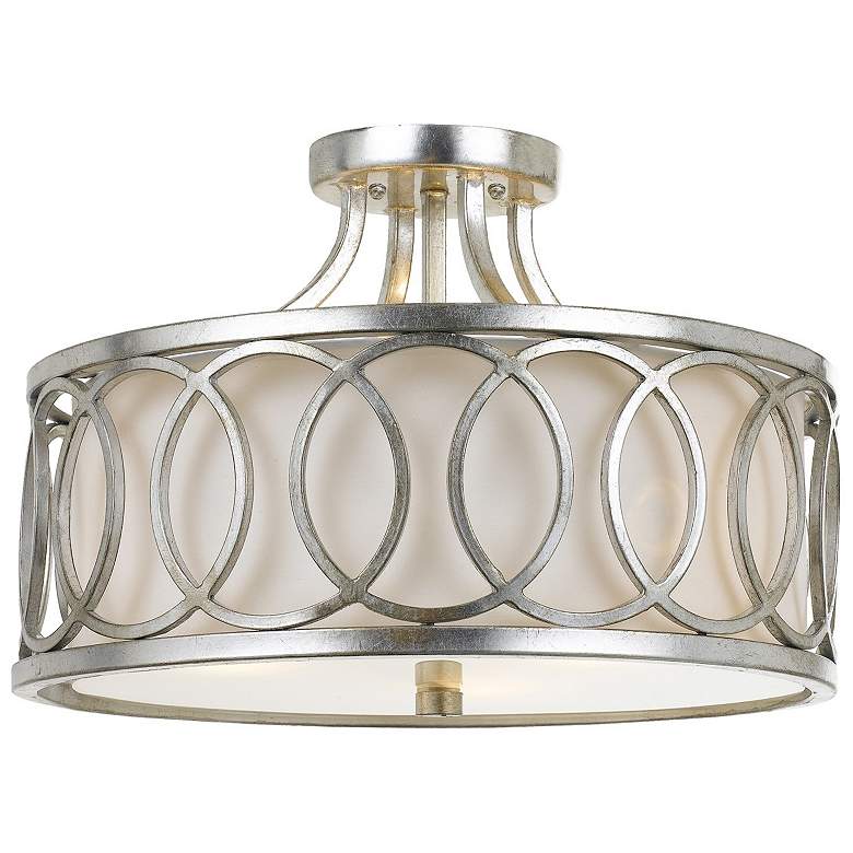 Image 2 Crystorama Graham 15" Wide Antique Silver Ceiling Light