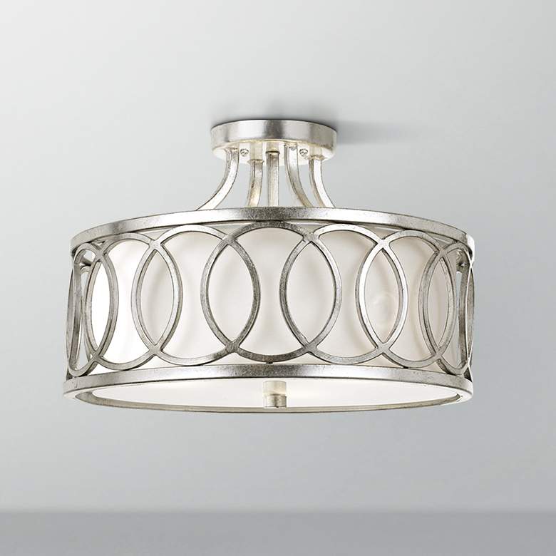 Crystorama Graham 15&quot; Wide Antique Silver Ceiling Light