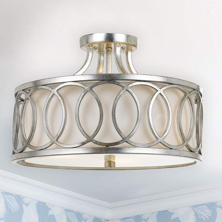 Image 1 Crystorama Graham 15" Wide Antique Silver Ceiling Light