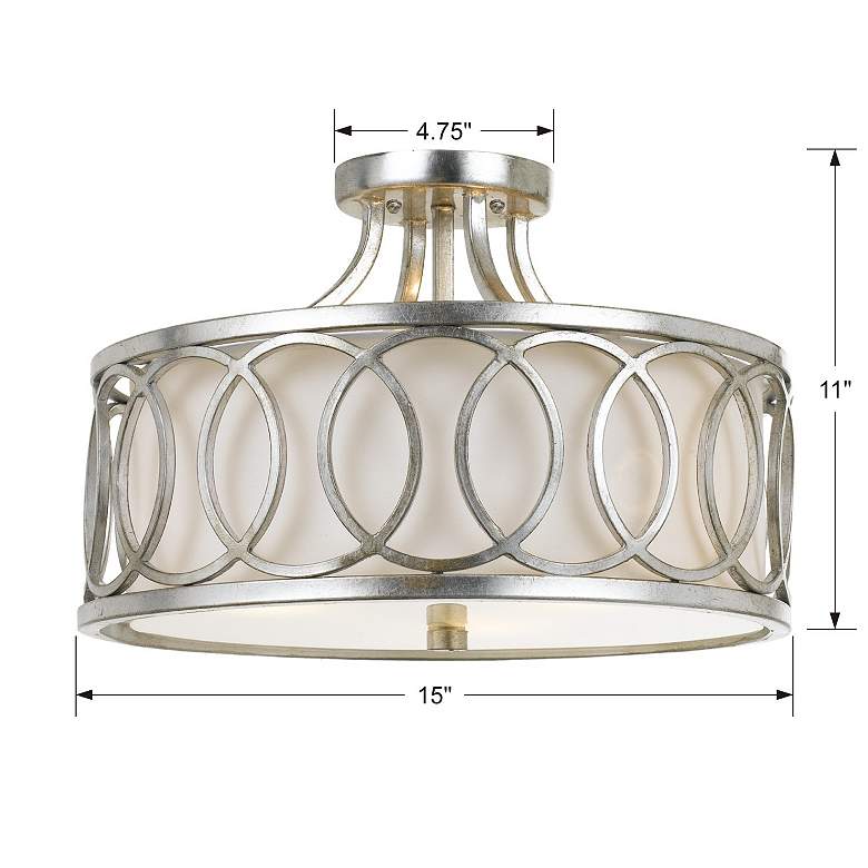 Image 6 Crystorama Graham 15" Wide Antique Silver Ceiling Light more views