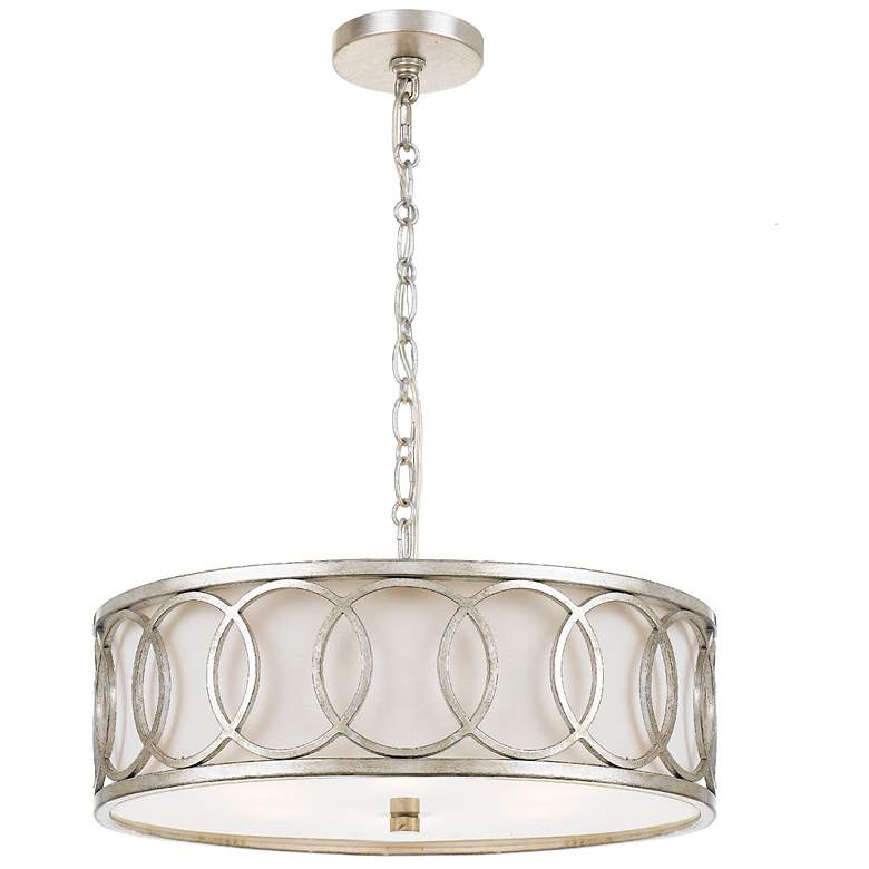 Image 1 Crystorama Graham 18" Wide Antique Silver Drum Pendant Light