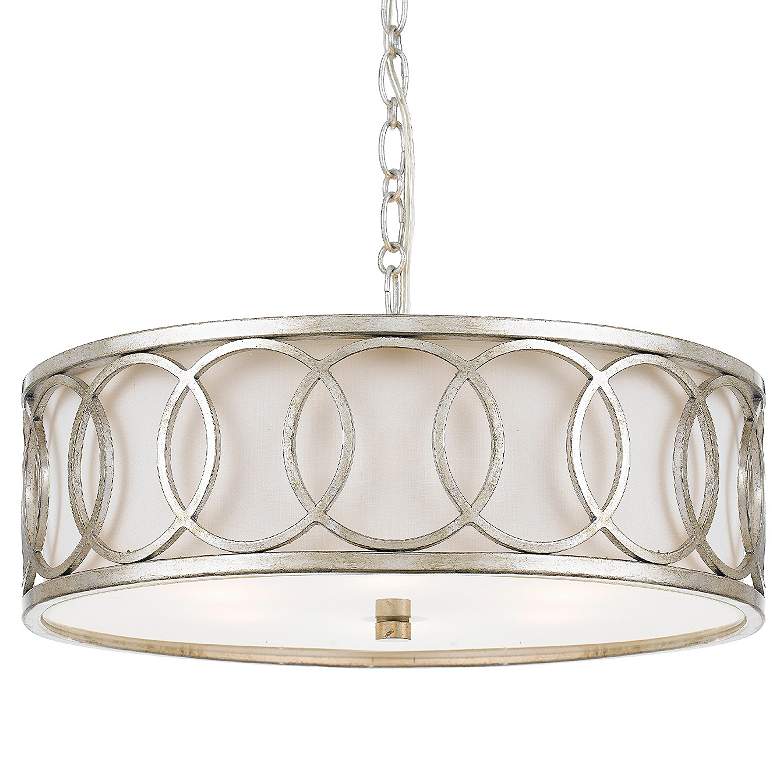 Image 3 Crystorama Graham 18" Wide Antique Silver Drum Pendant Light more views