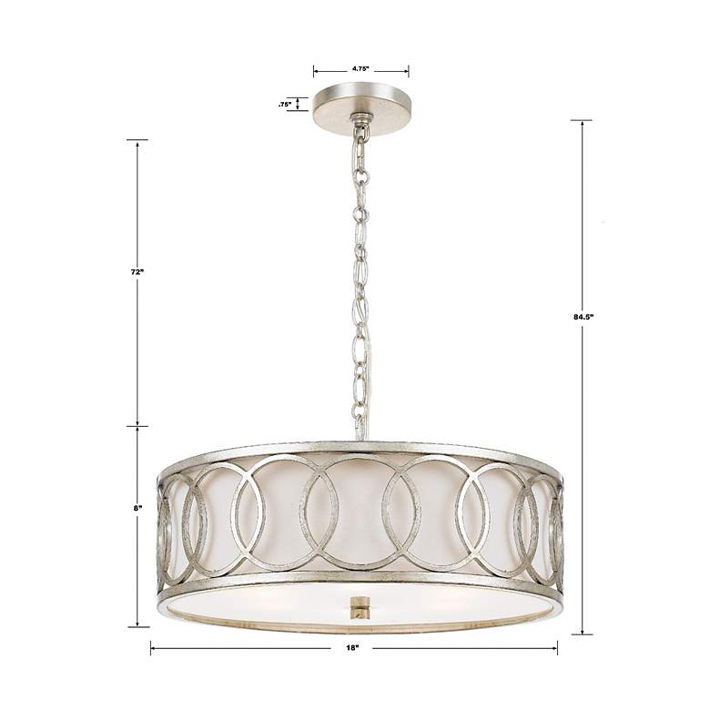Image 4 Crystorama Graham 18" Wide Antique Silver Drum Pendant Light more views
