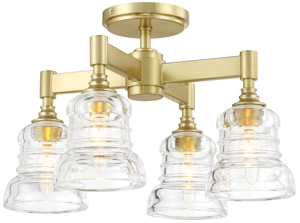 Crystorama Gregory 17.25'' Aged Brass Semi Flush Mount