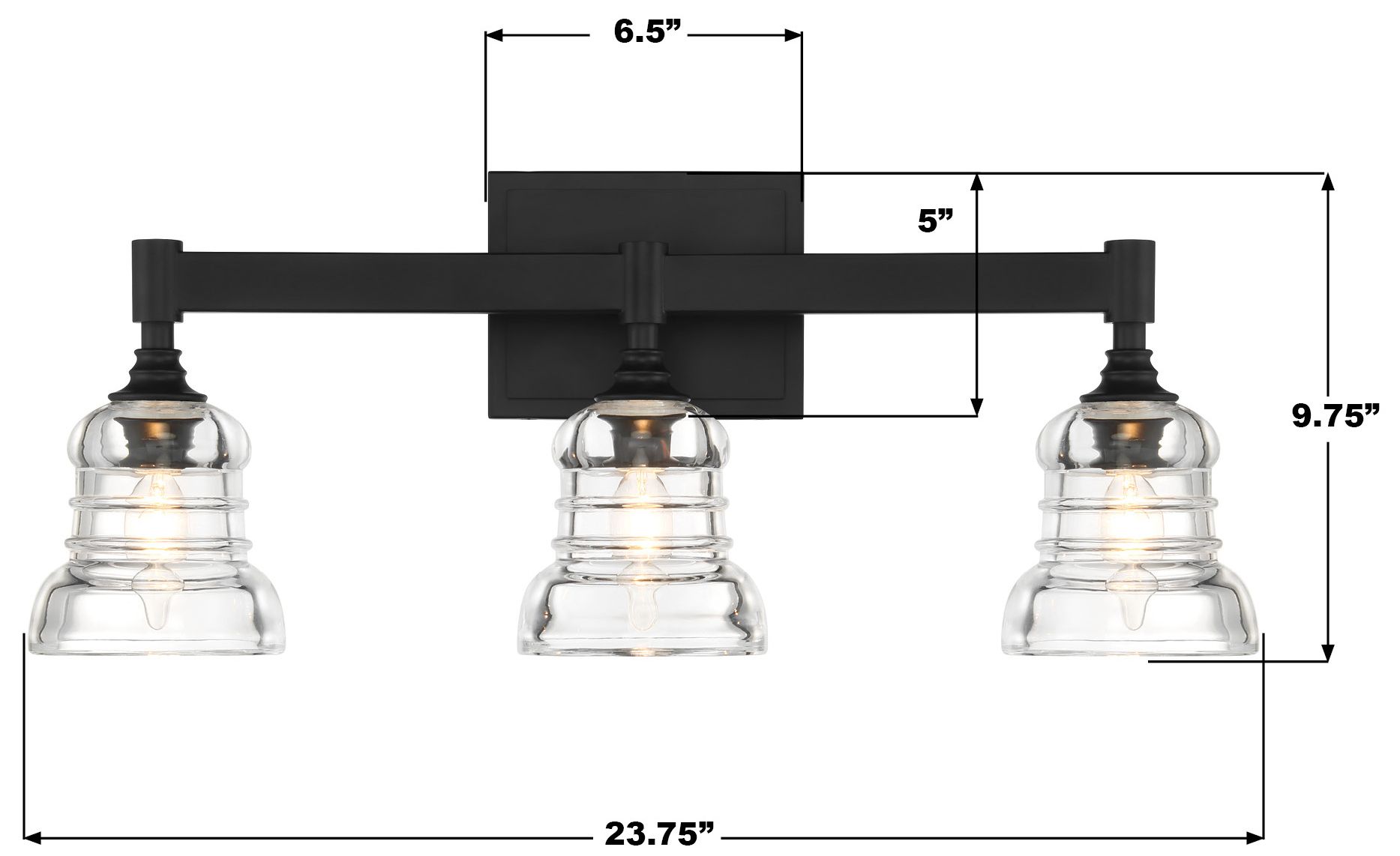Image 7 Crystorama Gregory 23.75'' Matte Black Bathroom Vanity more views