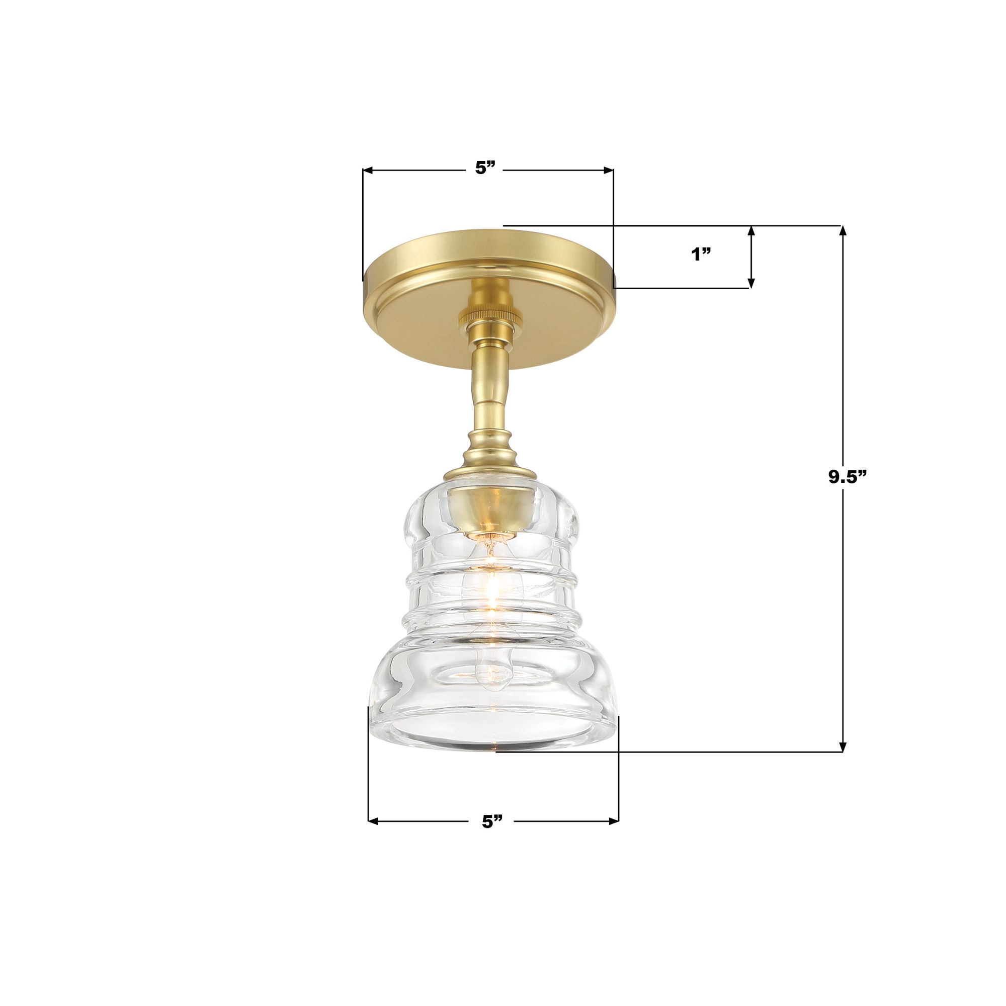 Crystorama Gregory 5'' Aged Brass Semi Flush Mount